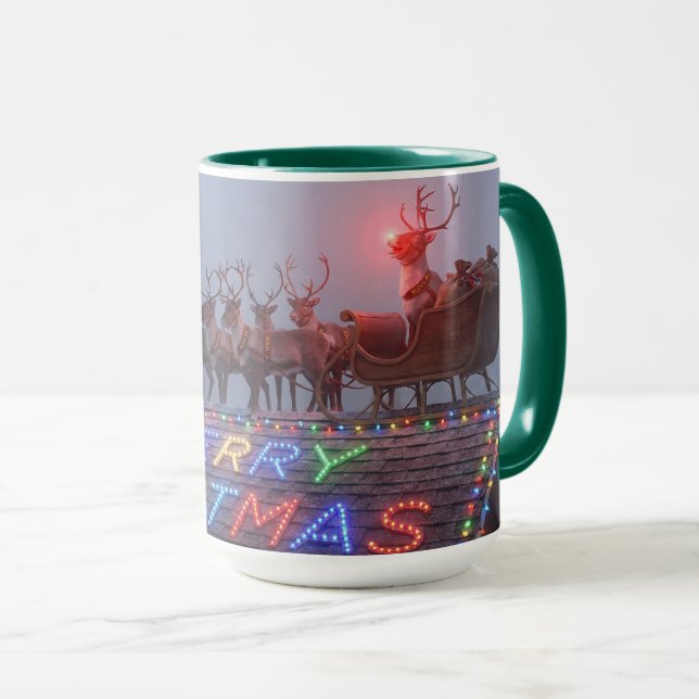 Rudolph inte ett ord julmugg AI Begagnad Mugg (Framsida höger)