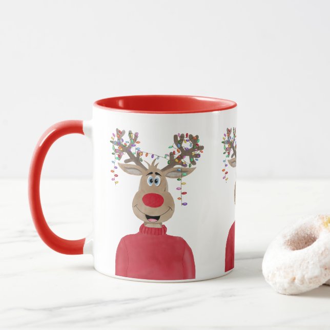 Rudolph jul Ljus Reindeer Mugg (Med munk)
