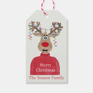 Rudolph jul Ljus Reindeer Presentetikett