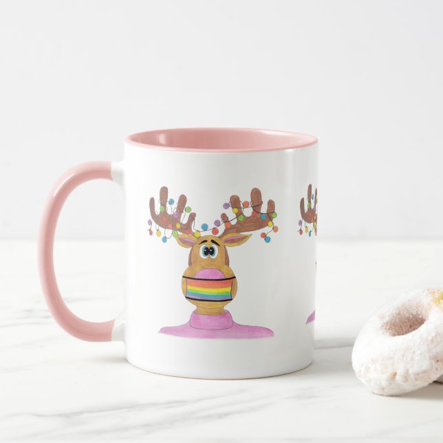 Rudolph LGBT Ansikte Mask Reindeer Mugg (Med munk)