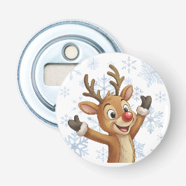 Rudolph med blå snöflingor flasköppnare