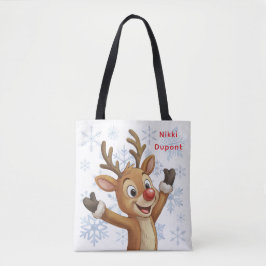 Rudolph med blå snöflingor Reversibel Tygkasse