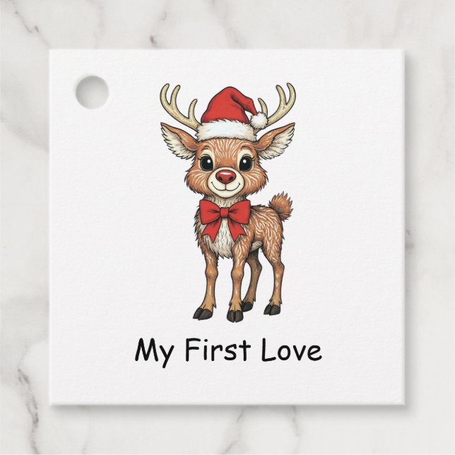 Rudolph med röda näsan gåvor etiketter (Framsida)