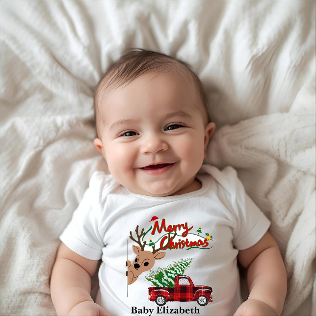 Rudolph Merry Christmas-Personalized Baby Bodysuit T Shirt (Skapare uppladdad)
