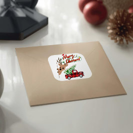 Rudolph Merry Christmas - Sticker Fyrkantigt Klistermärke