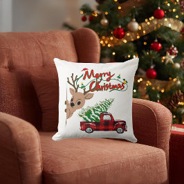 Rudolph Merry Christmas - Throw Pillow Kudde