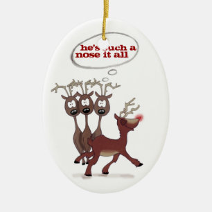 Rudolph "näsa det all" *CUSTOMIZABLE*prydnad Julgransprydnad Keramik