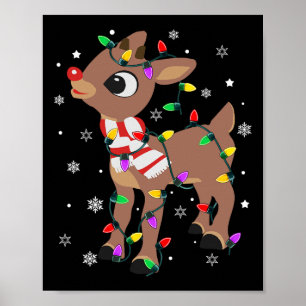 Rudolph Nosen Röd Julbock För Barn Och Jul Poster