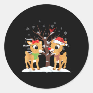 Rudolph och Clarice jul Kids Girls Tee Reind Runt Klistermärke