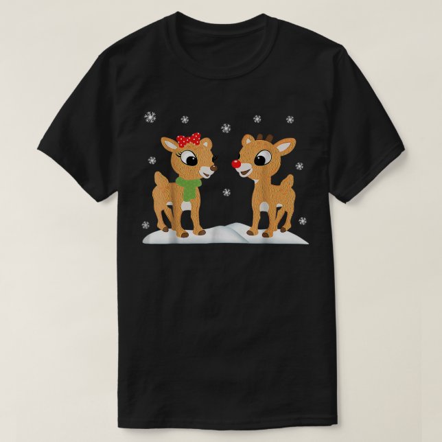 Rudolph och Clarice Shirt jul Kids Girls Tee (Design framsida)