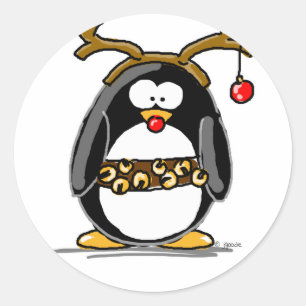 Rudolph penguin runt klistermärke