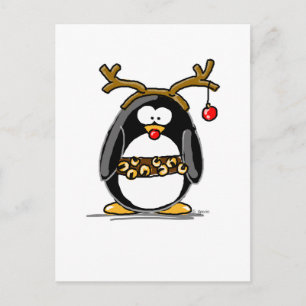 Rudolph penguin vykort