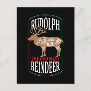 Rudolph Red Kött Reindeer Vykort
