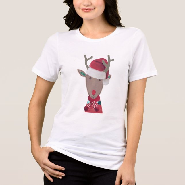 Rudolph Red näsrenar vinterjuldesign T Shirt (Framsida)