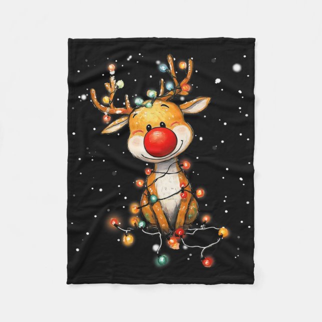 Rudolph Red Nose Jultomtenss Reindeer jul Fleecefilt (Framsidan)