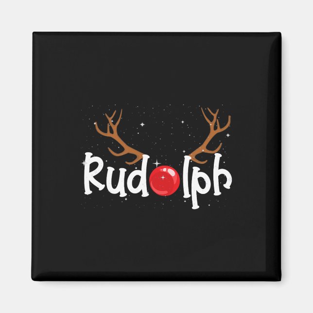 Rudolph Red Nose Reindeer Jul Roligt 1 Magnet (Framsidan)