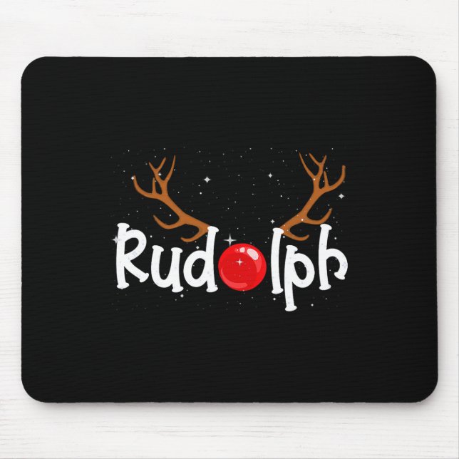 Rudolph Red Nose Reindeer Jul Roligt Musmatta (Framsidan)