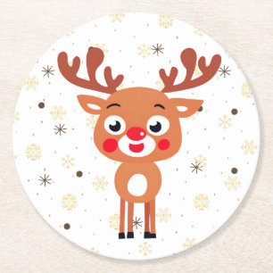 Rudolph Red Nose Reindeer Papper Underlägg Rund