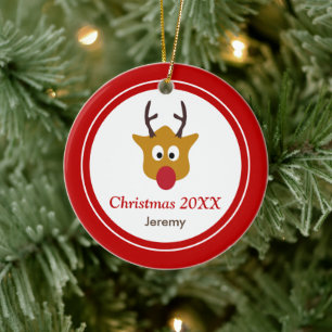 Rudolph Red Nposed Reindeer jul Julgransprydnad Keramik