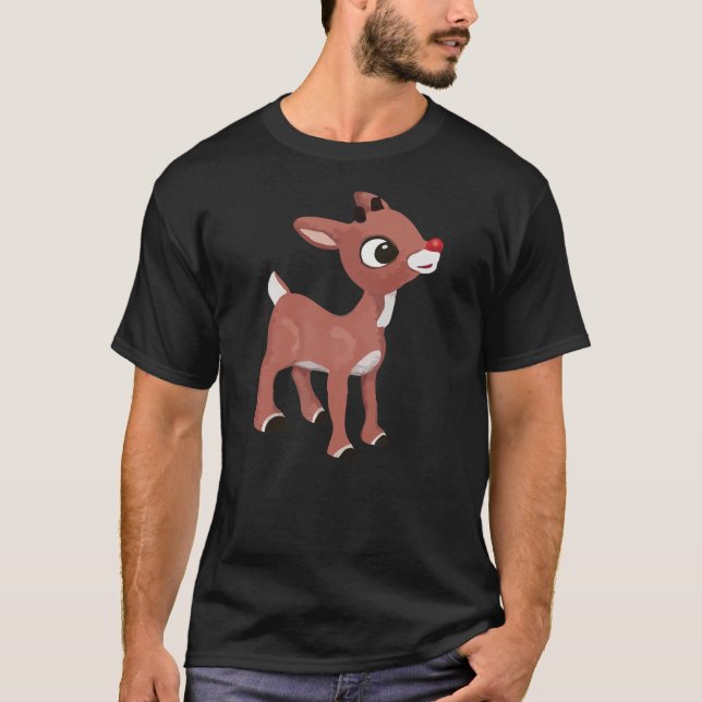 Rudolph Red Nposed Reindeer jul Pajamas Manar T Shirt (Framsida)
