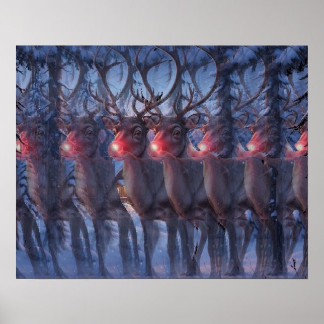 Rudolph Reindeer 3D Stereogram Christmas Scene  Poster (Framsidan)