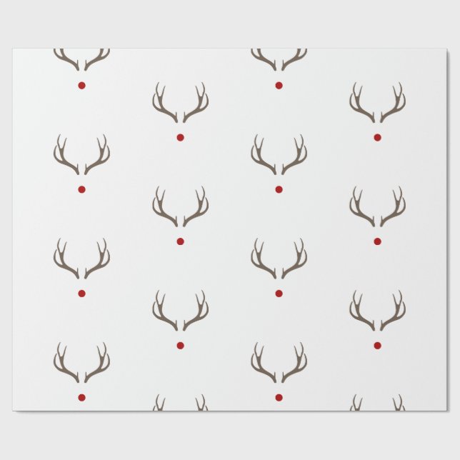 Rudolph Reindeer Antlers Red Nose Shiny Helgdag Presentpapper (Platt)