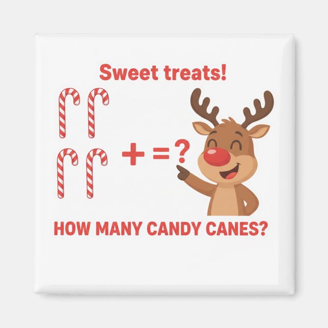 Rudolph Reindeer Candy Cane Math Addition Game Mag Magnet (Framsidan)