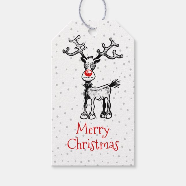 Rudolph Reindeer Gift Märkre Presentetikett (Framsidan)