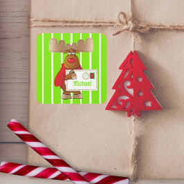 Rudolph Reindeer North Pole Speciell Delivery Kids Fyrkantigt Klistermärke