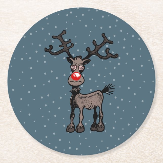 Rudolph Reindeer Papper Underlägg (Framsidan)