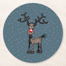 Rudolph Reindeer Papper Underlägg Rund