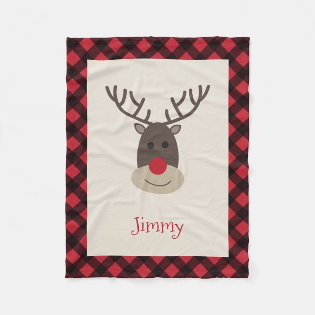 Rudolph Reindeer Personlig Fleece Blanket (Framsidan)