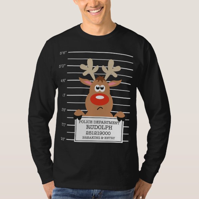 Rudolph Reindeer Straur Julafton Julsötare T Shirt (Framsida)