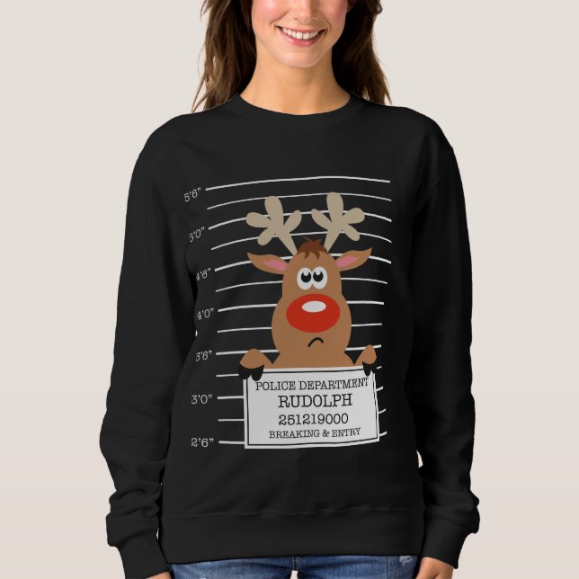 Rudolph Reindeer Straur Julafton Julsötare T Shirt (Framsida)