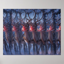 Rudolph Ren 3D Stereogram Julscen Poster