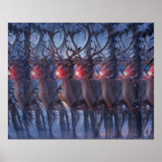 Rudolph Ren 3D Stereogram Julscen Poster