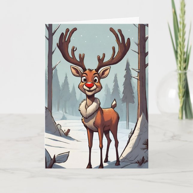 Rudolph Retro Koncept Konst Vikad Julkort Helgkort (Framsida)