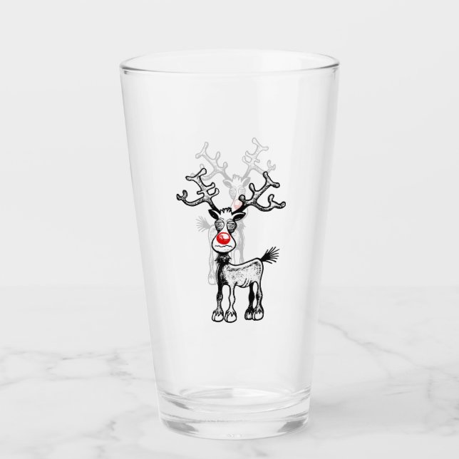 Rudolph Rindeer on a Glass Tumbler Glaskopp (Framsida)