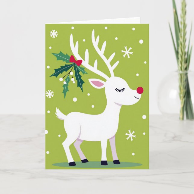 Rudolph Röd Nose Ren Julkort Kort (Framsida)