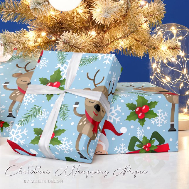 Rudolph Santa Snöflingor Julafton Wrapping Papper Presentpapper (Skapare uppladdad)