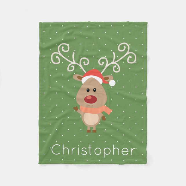 Rudolph-tecknaden med rött renar fleecefilt (Framsidan)