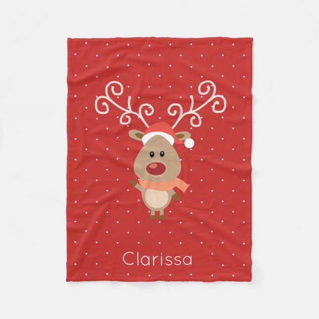 Rudolph-tecknaden med rött renar fleecefilt (Framsidan)