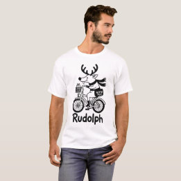 Rudolph The Reindeer Riding a Bike T Shirt
