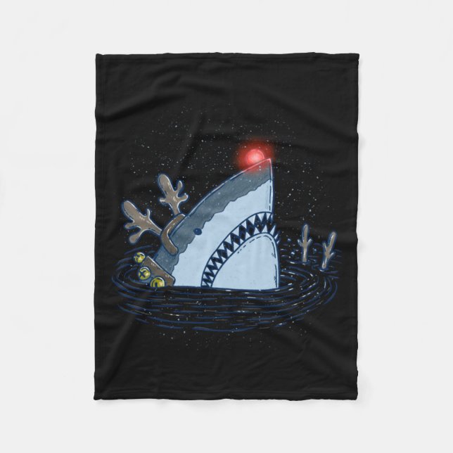 Rudolph The Shark - Funny Christmas Long Sleeve  Fleecefilt (Framsidan)