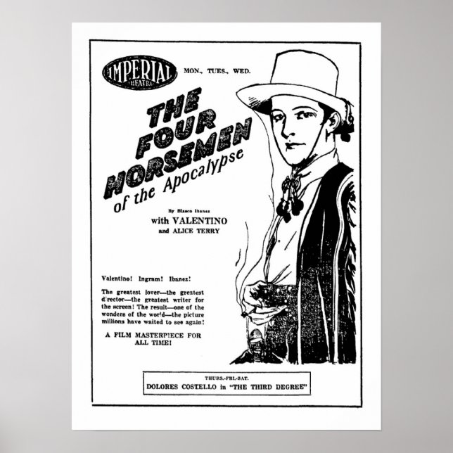Rudolph Valentino Four Horemen of Apocalypse ad Poster (Framsidan)