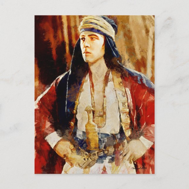 Rudolph Valentino som Sheikh Art Postcard Vykort (Framsida)
