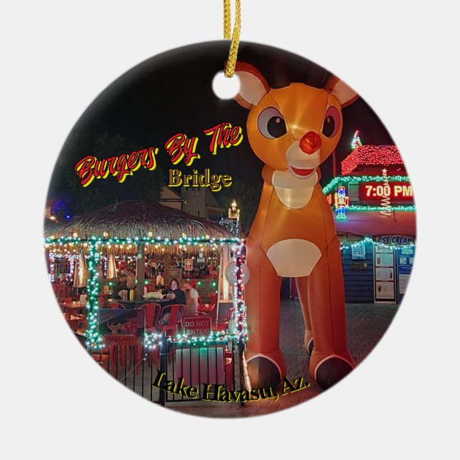 Rudolph vid London Bridge Julgransprydnad Keramik (Framsidan)