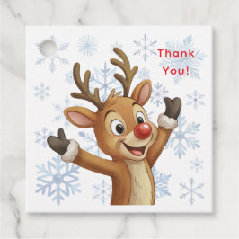 Rudolph with Blue Snowflakes Thank You Gåvor Etiketter