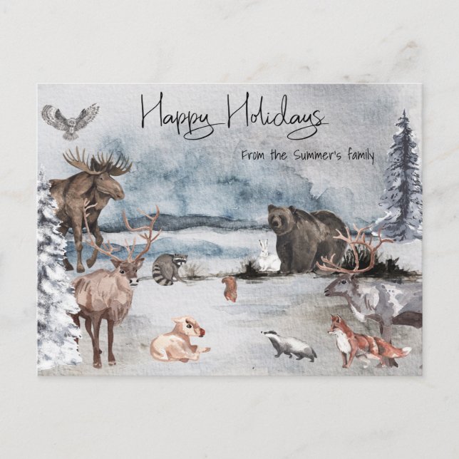Rudolph's Big Day Woodland Animals Helgdag Vykort (Framsida)