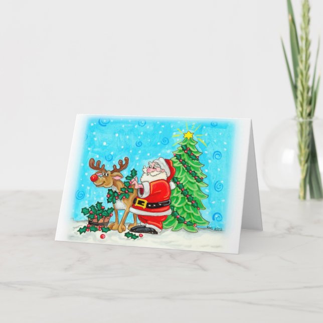 Rudolph's Dekoration julhälsningskort Helgkort (Framsida)